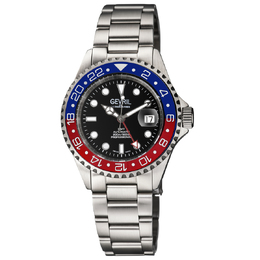 Gevril Wall Street Automatic Black Dial Pepsi Bezel Mens Watch 4952a
