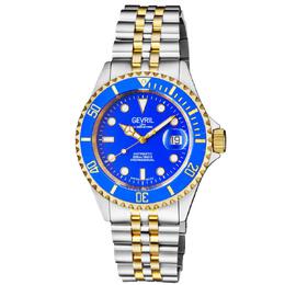 Gevril Wall Street Automatic Blue Dial Two-tone Mens Watch 4856b