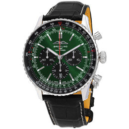 Breitling Navitimer Chronograph Automatic Chronometer Green Dial Mens Watch ab0137241l1p1