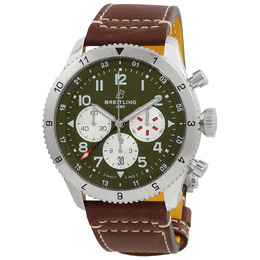 Breitling Super AVI Chronograph Automatic Chronometer Green Dial Mens Watch ab04452a1l1x1