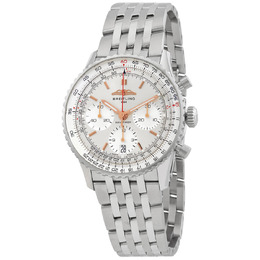 Breitling Navitimer Chronograph Automatic Chronometer Silver Dial Mens Watch ab0139211g1a1
