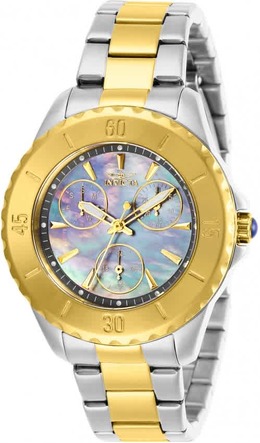 Invicta Angel 29112 Ladies Watch Gunmetal Dial, Yellow Gold Bracelet
