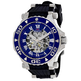 Seapro Seaway Mens Watch - Blue Dial Automatic Movement with Stainless Steel Bezel and Rubber Strap