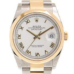 Rolex Datejust 36 White Dial Automatic Mens Steel and 18k Yellow Gold Oyster Watch 126203wro
