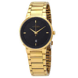 Citizen Quartz Black Dial Yellow Gold-tone Mens Watch bi5012-53e