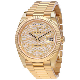 Rolex Day-Date 40 Diamond-Paved Dial Mens 18kt Yellow Gold Rolex President Watch m228238-0054