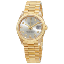 Rolex Datejust 31 Automatic 18kt Yellow Gold Diamond Silver Dial Ladies Watch 278278sdp