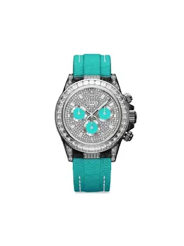 DiW Pre-Owned Customized Rolex Daytona Artistic 40mm Blue Dial Stainless Steel Crystal Embellishment Watch Reference No: 18751058
