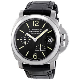 Pre-owned Panerai Luminor Power Reserve Black Patterened Dial Mens Watch pam 00241