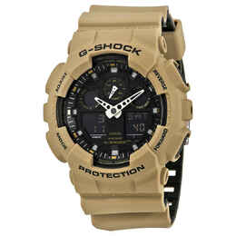 Casio G-Shock GA100L-8A Mens Black Dial Sand Beige Resin Watch