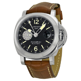 Pre-owned Panerai Luminor Gmt GMT Black Dial Mens Watch pam00088