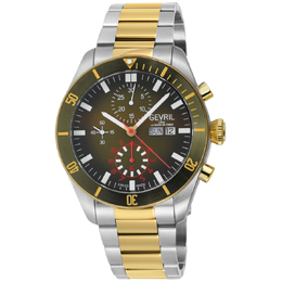 Gevril Yorkville Chronograph Automatic Green Dial Mens Watch 48625b