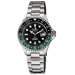 Gevril Wall Street Black Dial Sprite Bezel Mens Watch 4955a
