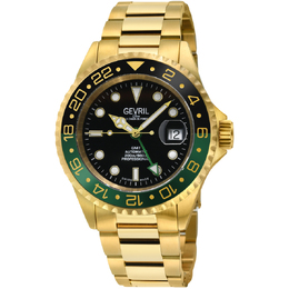 Gevril Wall Street Black Dial Sprite Bezel Mens Watch 4956a