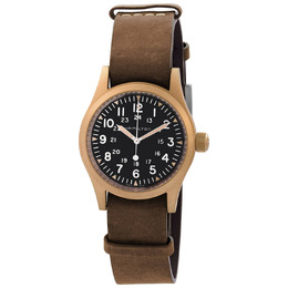 Hamilton Khaki Field Mens Watch H69459530 - Black Dial, Bronze/Titanium Case with NATO Strap