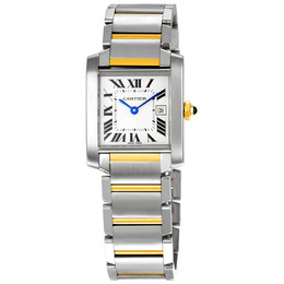Pre-owned Cartier Tank Francaise Silver grained dial Dial Ladies Watch w51012q4