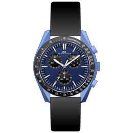 Oceanaut Orbit Chronograph OC7583 Men's Watch Blue Dial With Black Leather Strap And Fixed Tachymeter Bezel