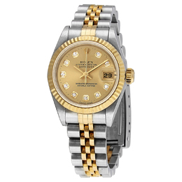 Pre-owned Rolex Datejust Automatic Diamond Gold Dial Ladies' Watch - Model: 69173CDJ