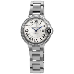 Cartier Ballon Bleu Automatic Diamond Silver Dial Ladies Watch w4bb0023