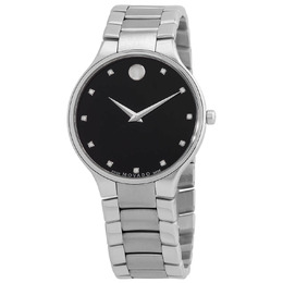 Movado Serio Quartz Diamond Black Museum Dial Unisex Watch 0607286