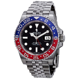 Pre-owned Rolex GMT-Master II Pepsi Blue and Red Bezel Stainless Steel Jubilee Watch 126710 bksj