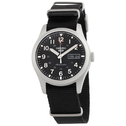 Seiko Automatic SRPG37K1 Men's Watch - Black Dial, Stainless Steel Case with Nylon Strap