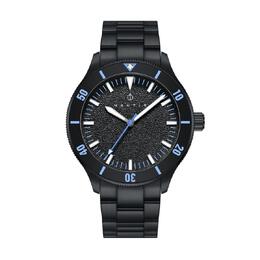 Nautis Deacon Black Dial Mens Watch - Stainless Steel Case, Deployment Clasp, Japanese Quartz Movement