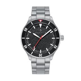 Nautis Deacon Mens Watch - Black Dial, Silver Stainless Steel Strap, Polished Case