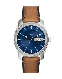 Fossil Wrist Watch 50277640av - Fossil Logo, Stainless Steel Case, Leather Strap