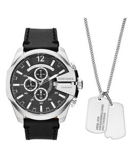Diesel Watch 50260300jm Chronograph Steel Case, Leather Strap with Brand Logo - Water Resistant