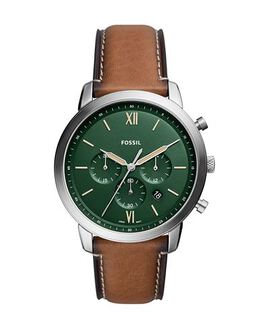 Fossil Watch 50294735HT - Chronograph with Stainless Steel Case, Leather Strap & Logo