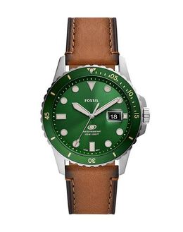 Fossil Watch Model 50290317gr with Genuine Leather Strap, Stainless Steel Case
