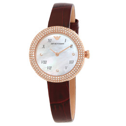 Emporio Armani Quartz Crystal White Mother of Pearl Dial Ladies Watch ar11357