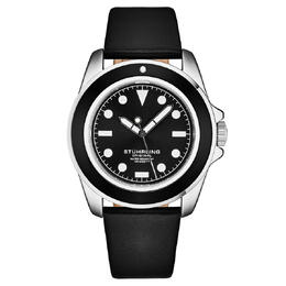 Stuhrling Original M17203 Aquadiver Mens Black Dial Quartz Watch