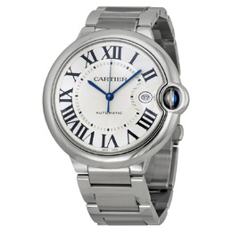 Pre-owned Ballon Bleu De Cartier Silver Opaline Dial Mens Watch W69012Z4