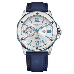 Stuhrling Original Legacy Automatic Mens Watch Silver Dial Blue Silicone Strap