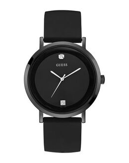 Guess Wrist Watch Model 58049139ku - Genuine Leather Strap, Stainless Steel Case, Japanese Movement with Rhinestone Logo