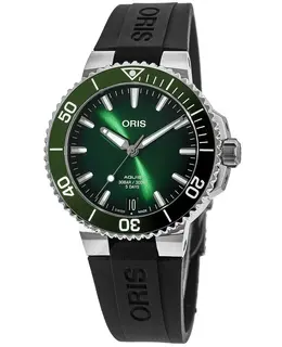Oris Aquis Aquispro Date Calibre 400 Green Dial Rubber Strap Men's Watch 01 400 7769 4157-07 4 22 74fc