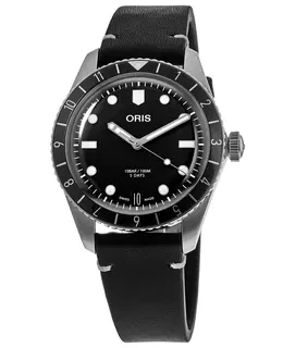 Oris Divers Sixty-Five Calibre 400 Automatic Black Dial Leather Strap Men's Watch 01 400 7772 4054-07 5 20 82