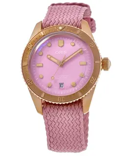 Oris Divers Sixty-Five Pink Dial Bronze Case Women's Watch 01 733 7771 3158-07 3 19 04brs