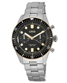 Oris Divers Sixty-Five Chronograph Automatic Black Dial Bronze Bezel Steel Men's Watch 01 771 7744 4354-07 8 21 18