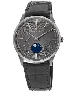 Zenith Elite Moonphase Slate Grey Dial Leather Strap Men's Watch 03.3100.692/03.c923