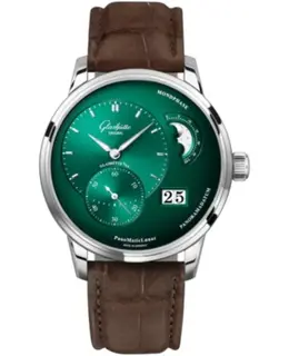 Glashuette Original PanoMaticLunar Green Dial Leather Strap Men's Watch 1-90-02-13-32-62