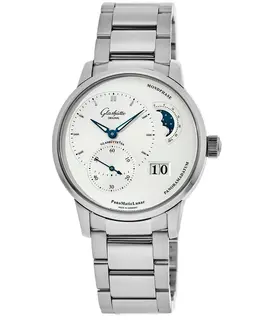 Glashuette Original PanoMaticLunar Silver Dial Steel Men's Watch 1-90-02-42-32-71