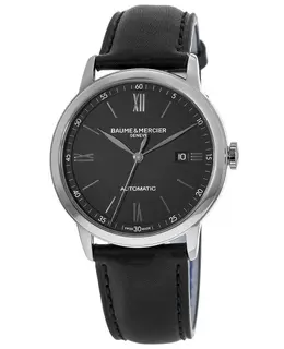 Baume & Mercier Classima Automatic Black Dial Leather Strap Men's Watch 10453