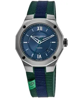 Baume & Mercier Riviera Blue Dial Color Fabric Strap Men's Watch 10688 m0a10688