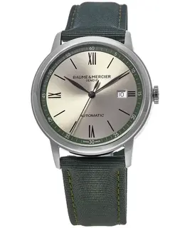 Baume & Mercier Classima Automatic Grey Dial Green Strap Men's Watch 10696 m0a10696
