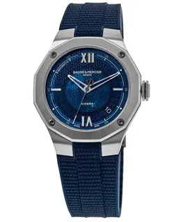 Baume & Mercier Riviera Baumatic Blue Dial Rubber Strap Men's Watch 10701