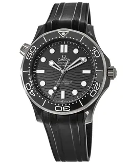 Omega Seamaster Diver 300M Titanium Black Ceramic Case Rubber Strap Men's Watch 210.92.44.20.01.001