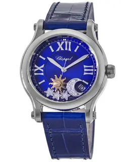 Chopard Happy Stars Blue Dial Blue Leather Strap Women's Watch 278559-3011